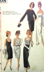 5698 SIMPLICITY 1964 SHEATH DRESS LENGTHS, OVERBLOUSE, LACY TOP PATTERN 10, 16; 12 choice